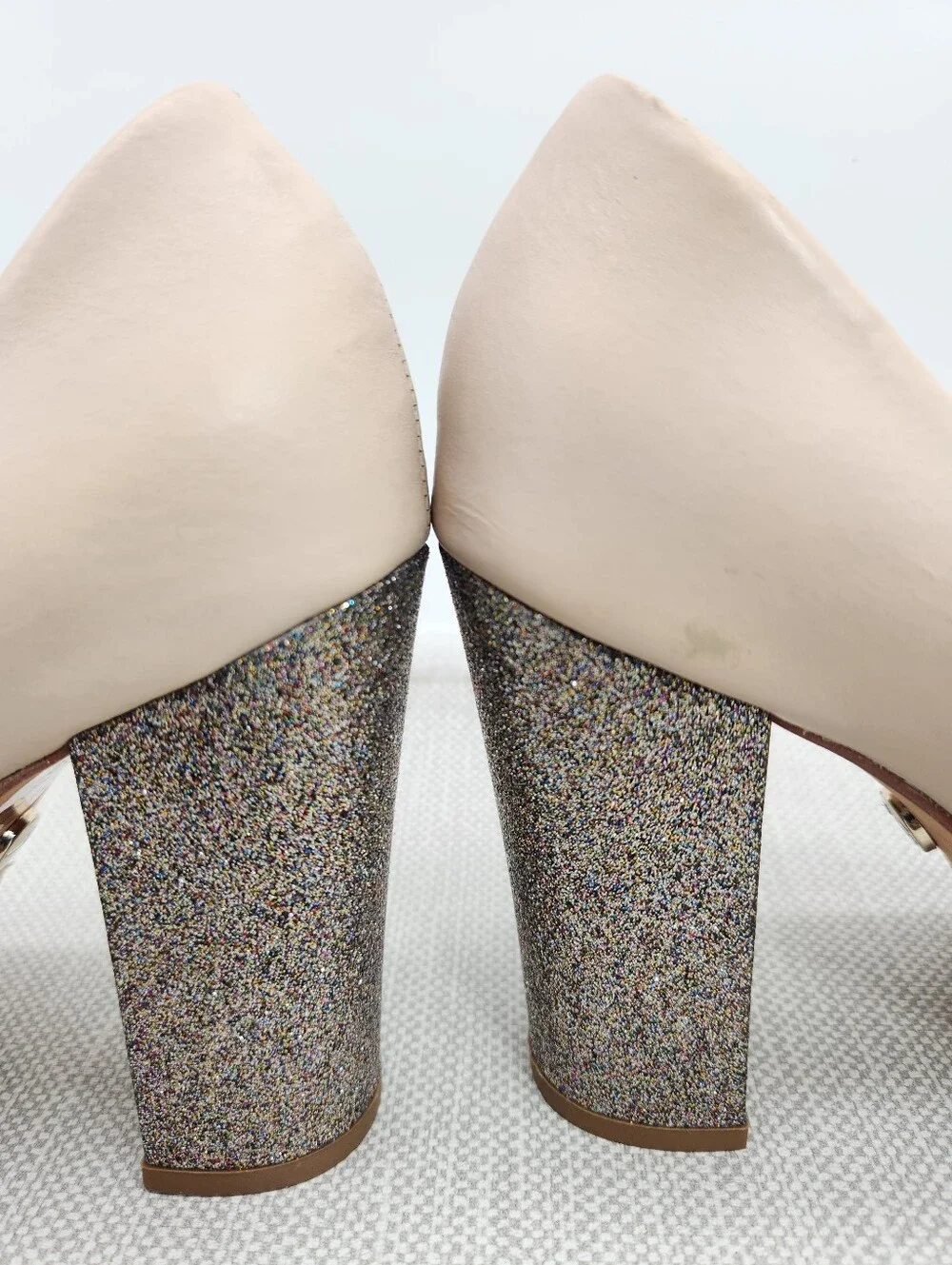 Guilhermina Anthropologie Size 7 M Pumps Cream Nude Leather Glitter Heels